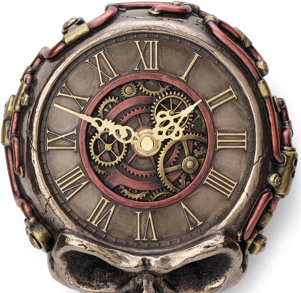 Steampunk Flat Skull Wall Clock