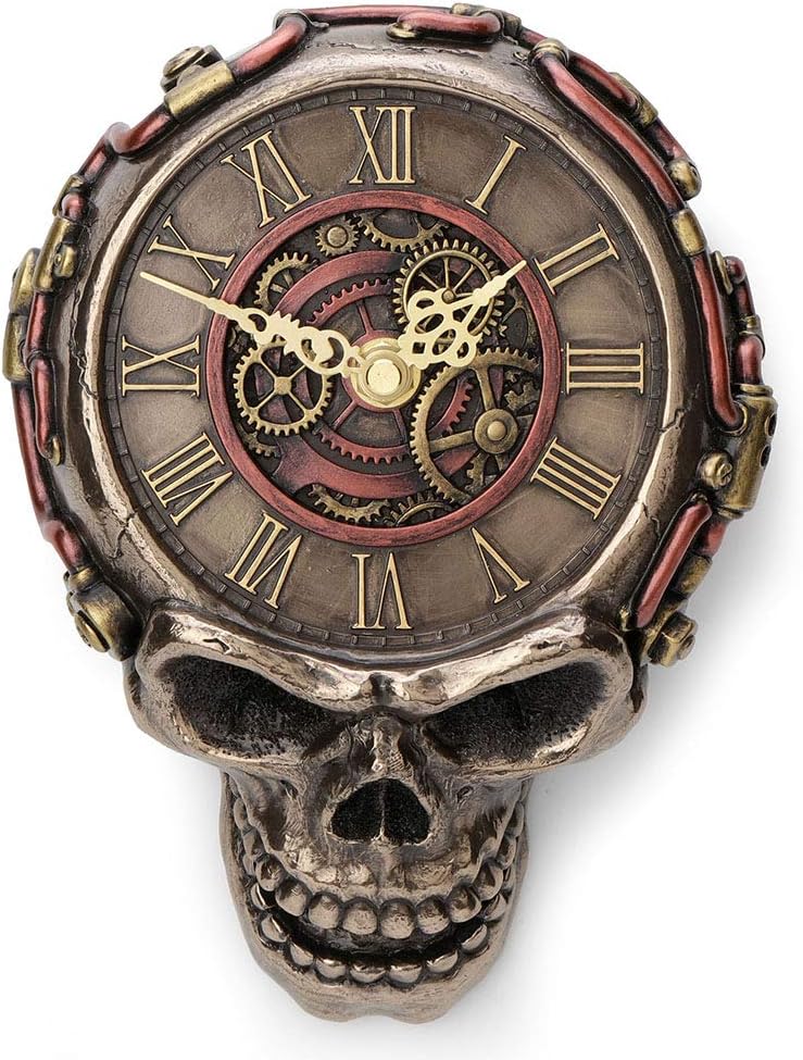 Steampunk Flat Skull Wall Clock