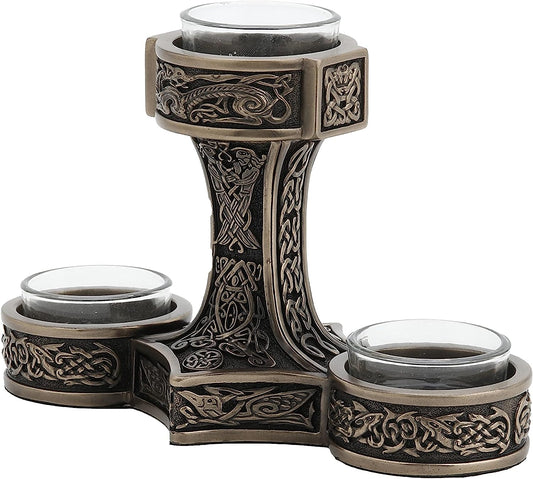 Mjolnir Hammer Of Thor Triple Tealight Candle Holder