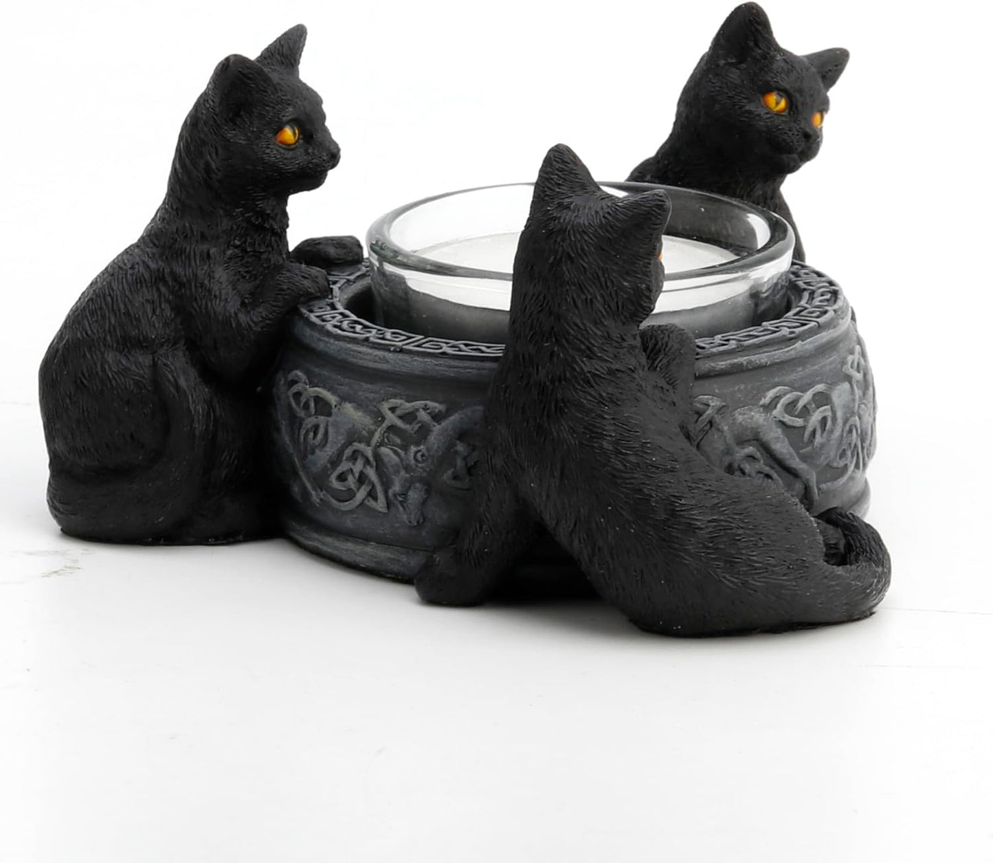 Triple Black Cat Candle Tea Light Holder