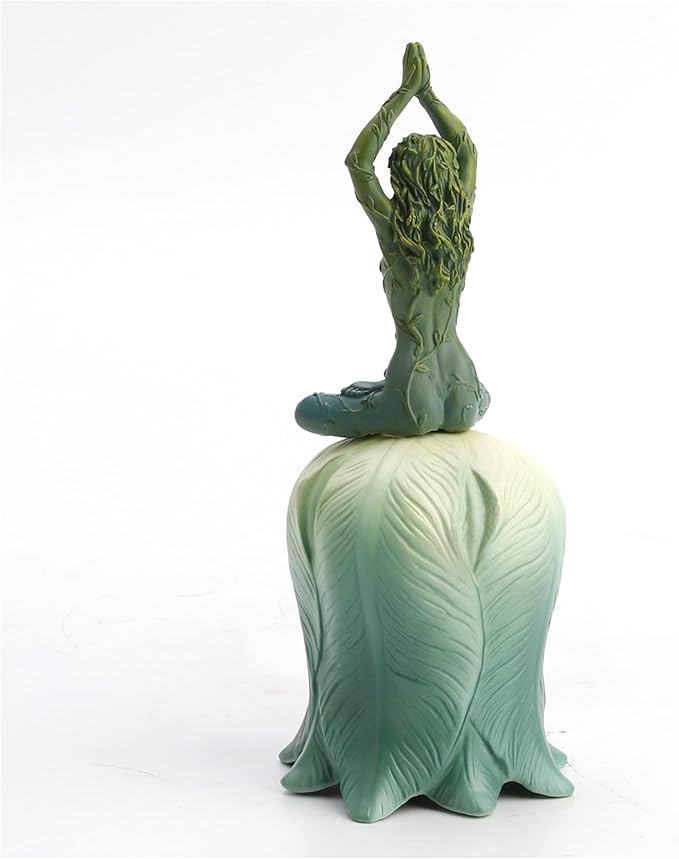 Mother Earth Goddess Gaia Raised Arms Half Lotus Position On Flower Bell