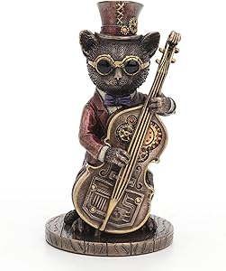 Steampunk Cat Musician Bass Performer