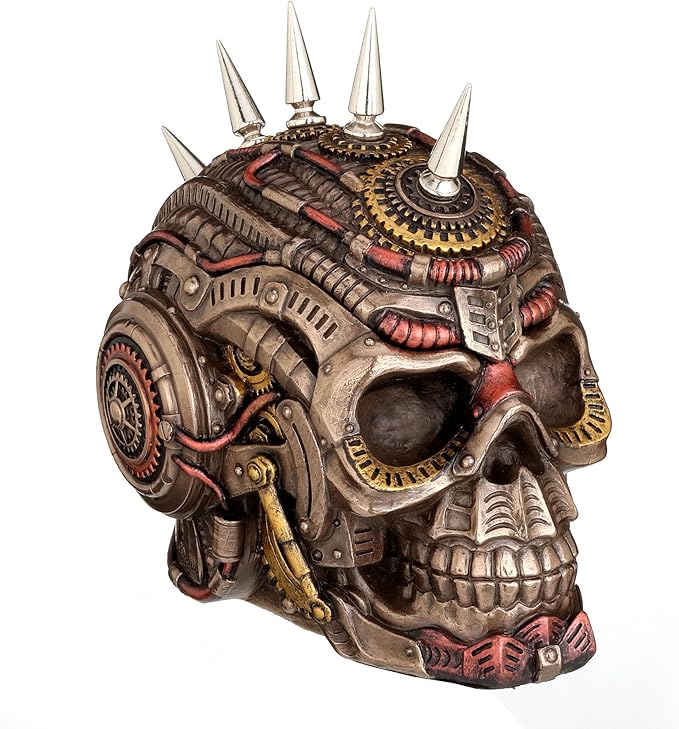 Steampunk Chrome Spike Draugr Skull Trinket Box