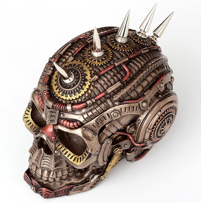 Steampunk Chrome Spike Draugr Skull Trinket Box