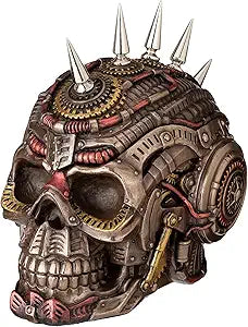 Steampunk Chrome Spike Draugr Skull Trinket Box