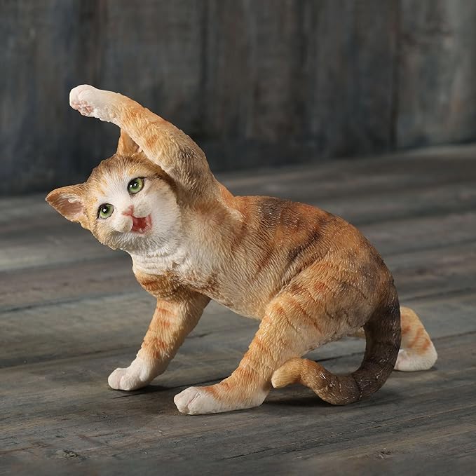 Yellow Tabby Yoga Cat Twist Pose