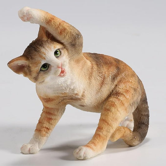 Yellow Tabby Yoga Cat Twist Pose