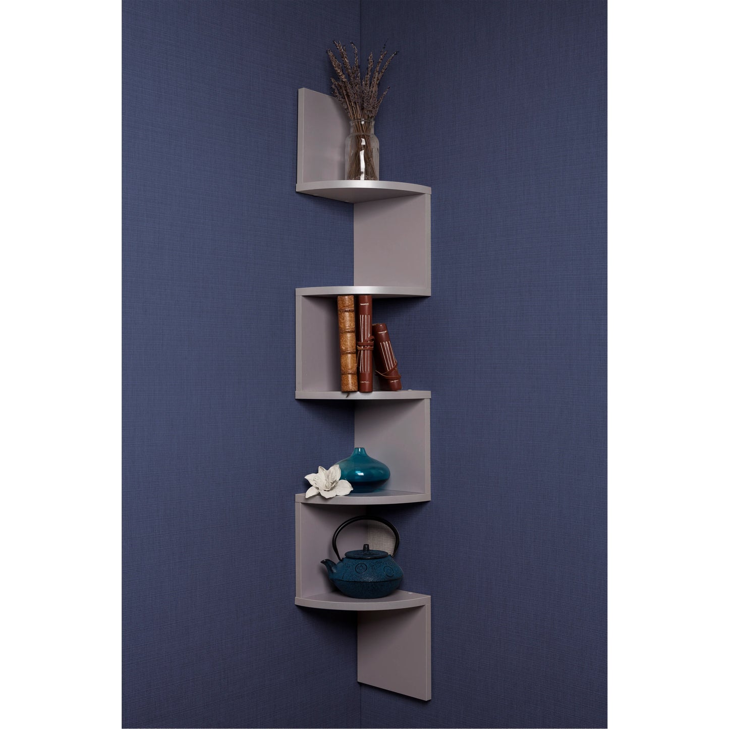 Danya B. Grey Laminate Large Corner Wall Mount Shelf