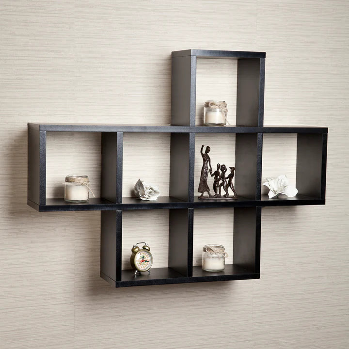 Cubby Laminated Black Veneer Shelving Unit