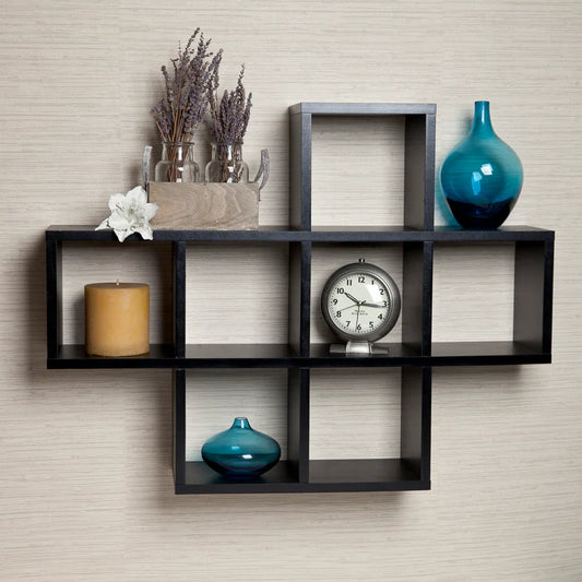 Cubby Laminated Black Veneer Shelving Unit