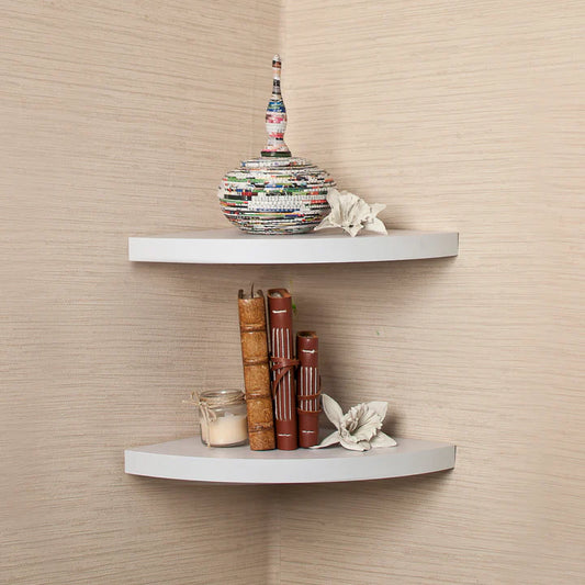 Laminate Corner Radial Shelves (Set of 2) - White