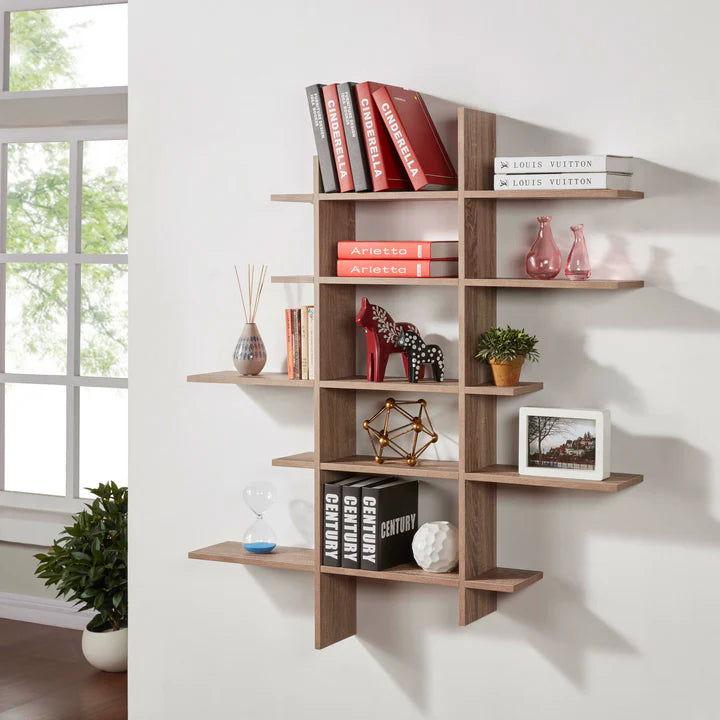 Danya B. Five Level Asymmetric Shelf - Weathered Oak