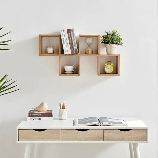 Cubby Chessboard Wall Shelf - Chestnut