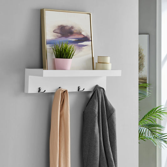 Wall Mounted Coat Rack with Decorative Ledge Shelf