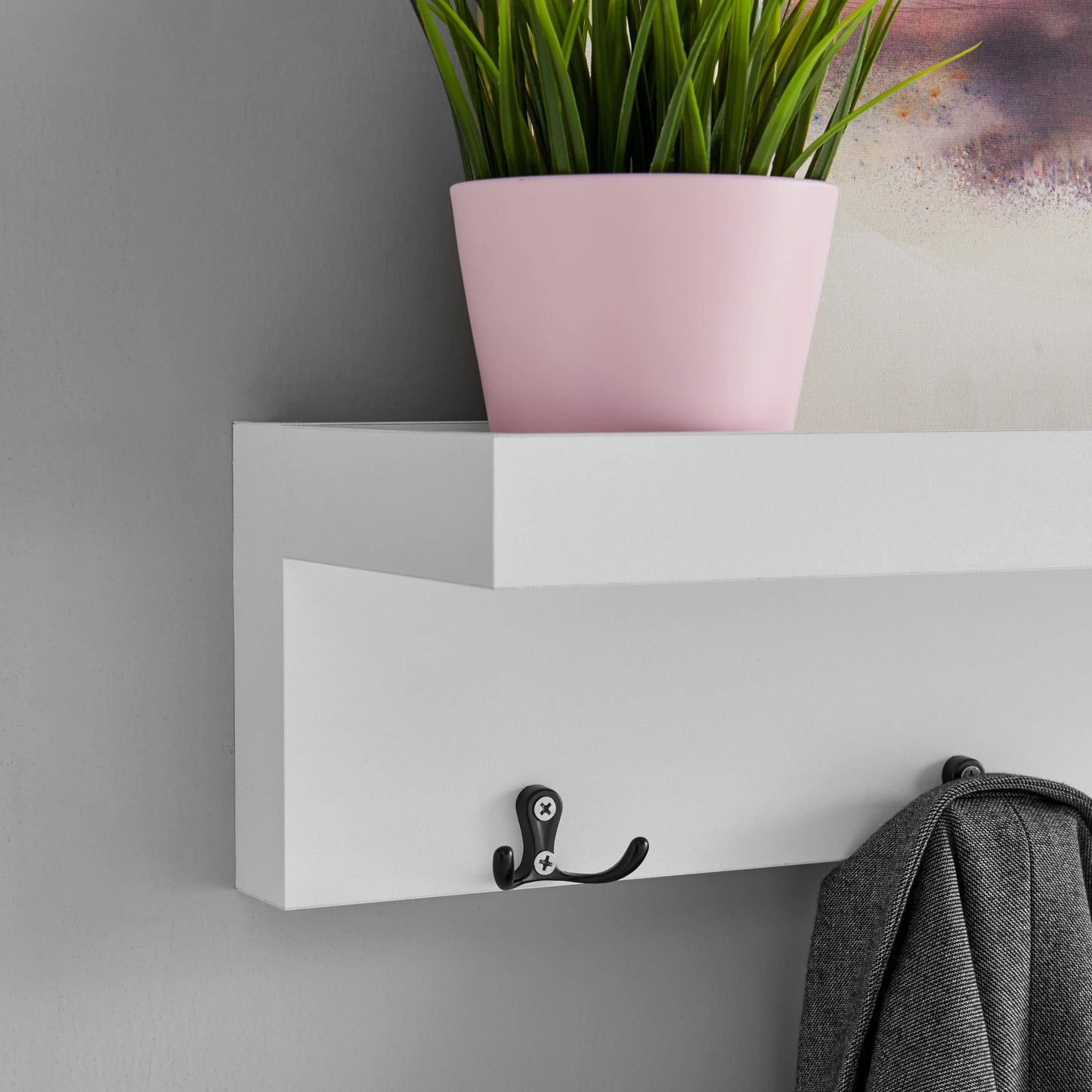 Wall Mounted Coat Rack with Decorative Ledge Shelf