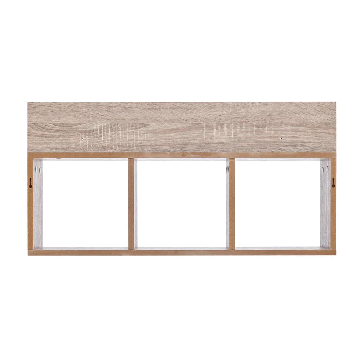 Triple Cubed Floating Shelf with Ledge - Weathered Oak