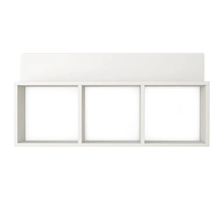 Triple Cubed Floating Shelf with Ledge- Wall Mount Cubbie Shelf  - White