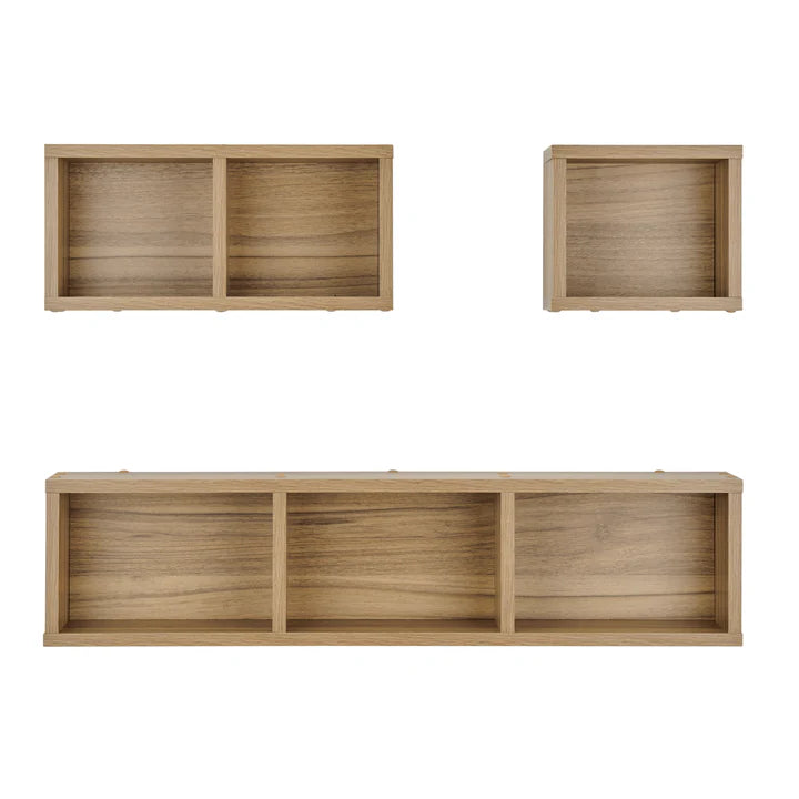 Bauhaus Floating Geometric Modular Cubby Wall Shelves - Set of 3 Sizes