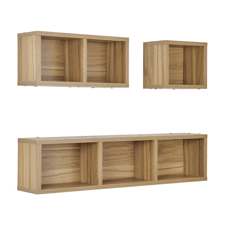 Bauhaus Floating Geometric Modular Cubby Wall Shelves - Set of 3 Sizes