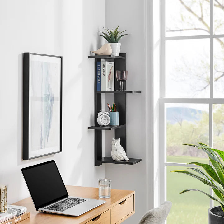 Alvar Corner 4-Tier Floating Ledge Column Wall Shelf