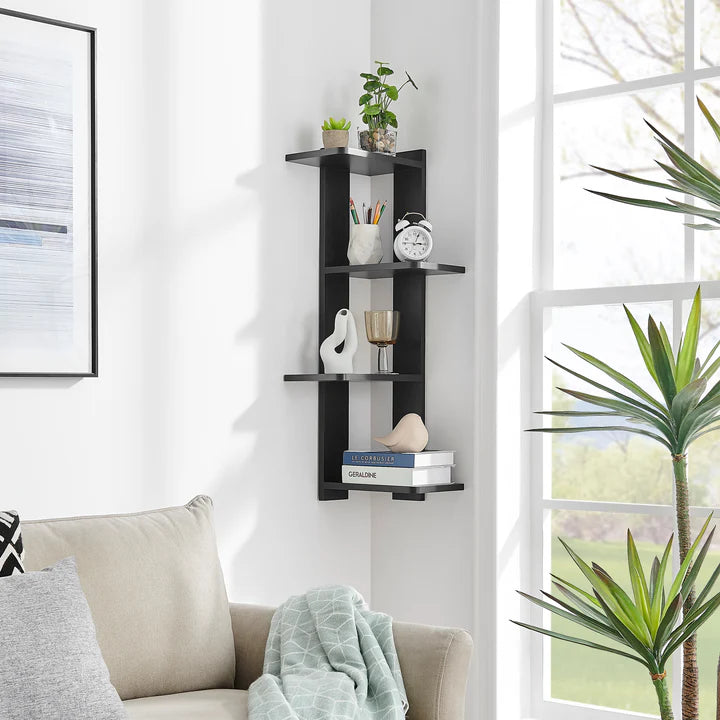 Alvar Corner 4-Tier Floating Ledge Column Wall Shelf