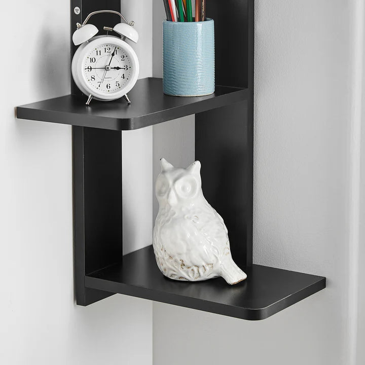 Alvar Corner 4-Tier Floating Ledge Column Wall Shelf