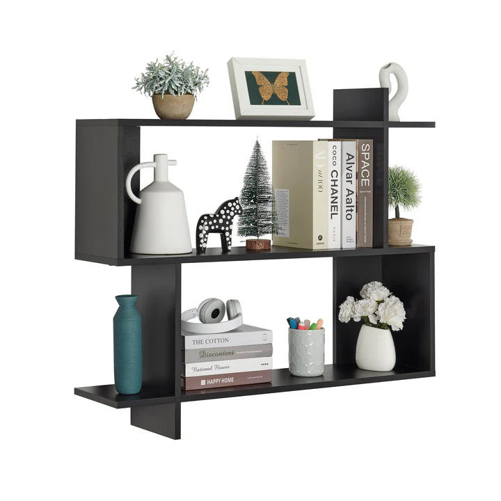 Manasa Floating Geometric Kilter Two-Tier Wall Shelf