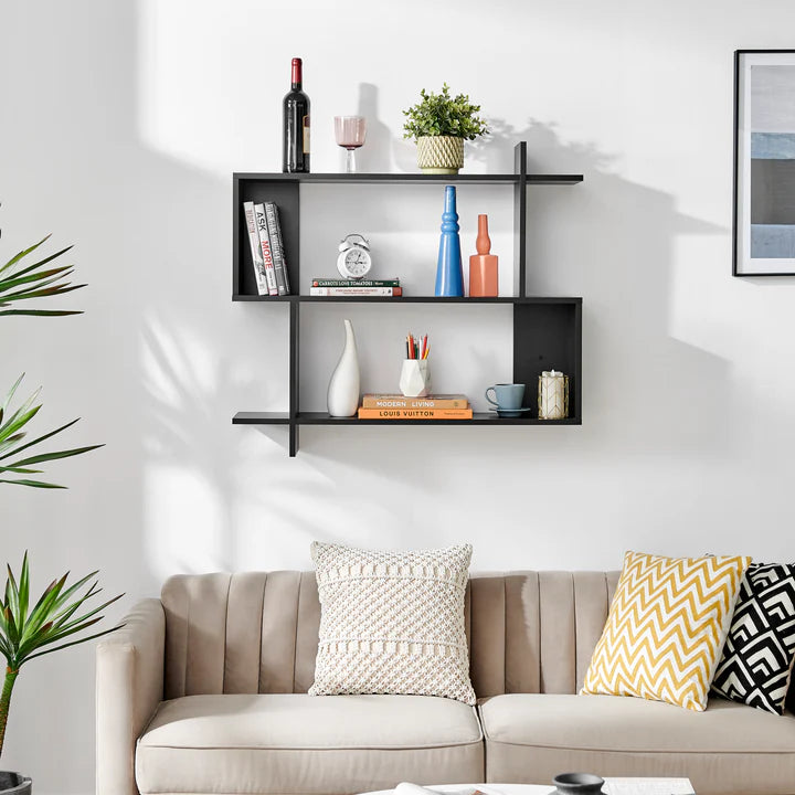 Manasa Floating Geometric Kilter Two-Tier Wall Shelf