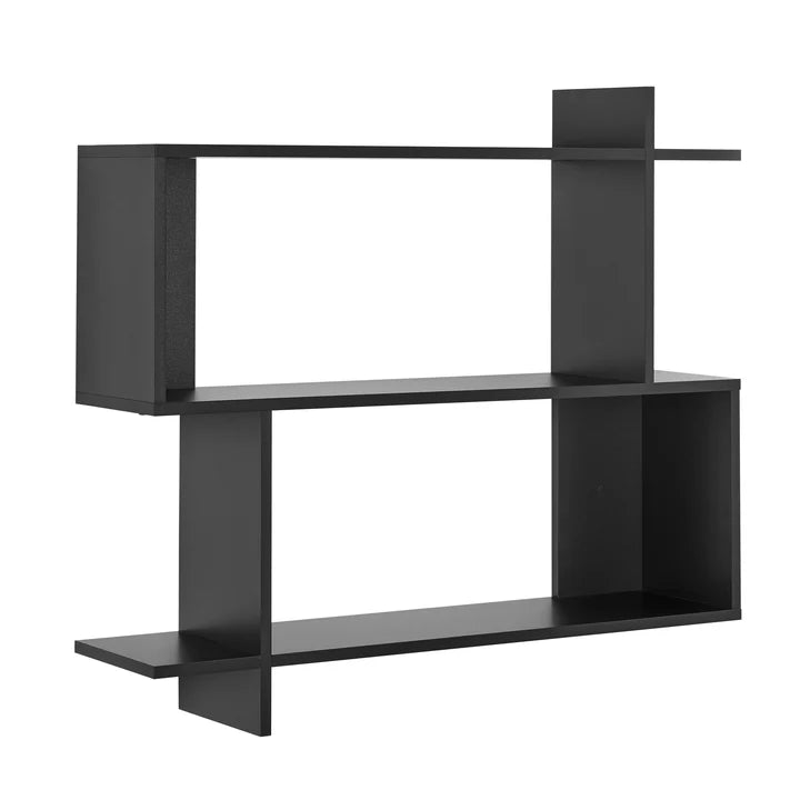 Manasa Floating Geometric Kilter Two-Tier Wall Shelf