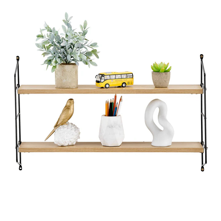 Severini Floating Bracket Farmhouse Two-Tier Wall Shelf