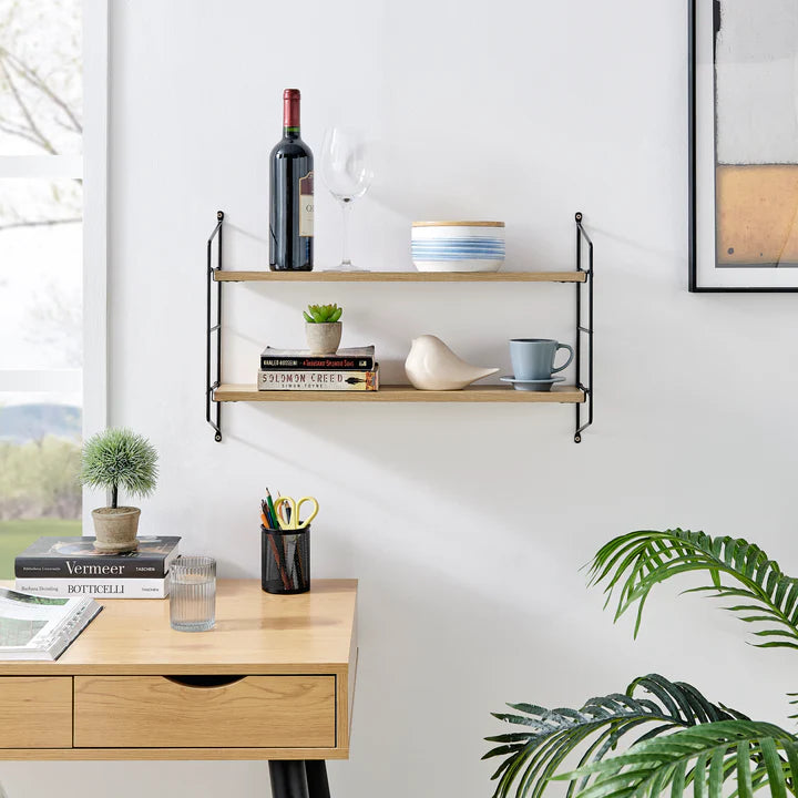 Severini Floating Bracket Farmhouse Two-Tier Wall Shelf