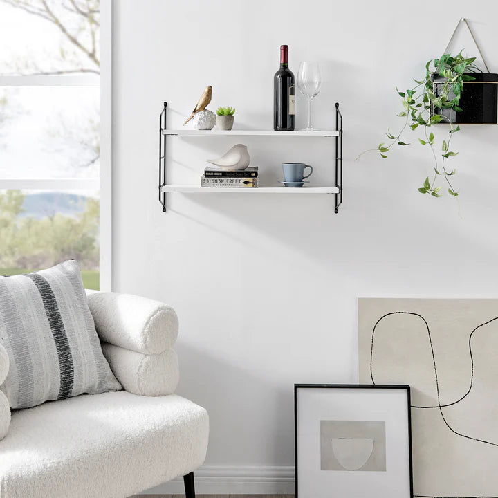 Severini Floating Bracket Farmhouse Two-Tier Wall Shelf