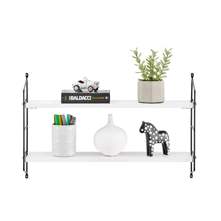 Severini Floating Bracket Farmhouse Two-Tier Wall Shelf