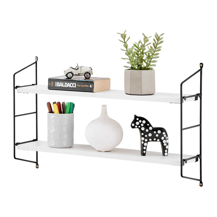 Severini Floating Bracket Farmhouse Two-Tier Wall Shelf