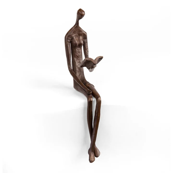 Danya B. Woman Reading Over Ledge Cast Bronze