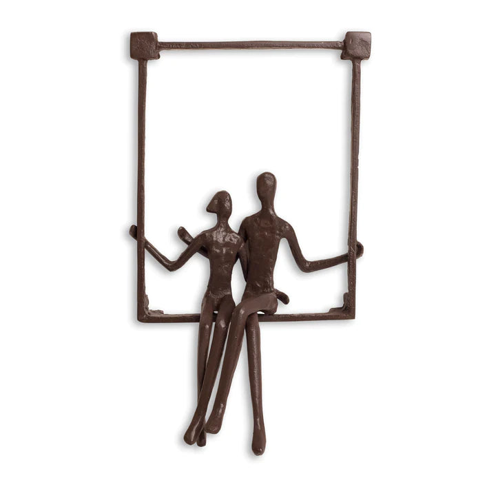 Danya B. Couple Sitting on a Window Seal Iron Wall Piece