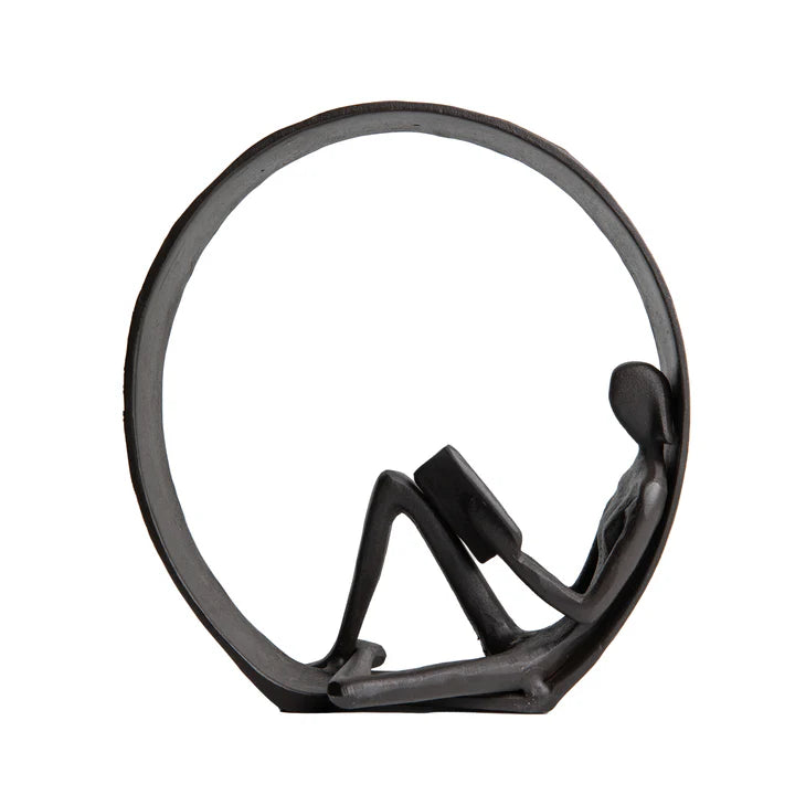 Encircled Reader Iron Sculpture