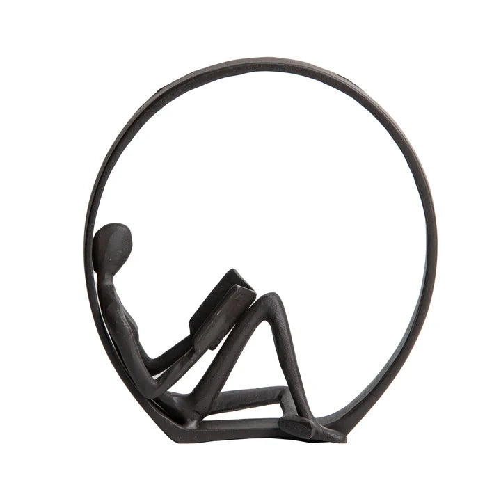 Encircled Reader Iron Sculpture