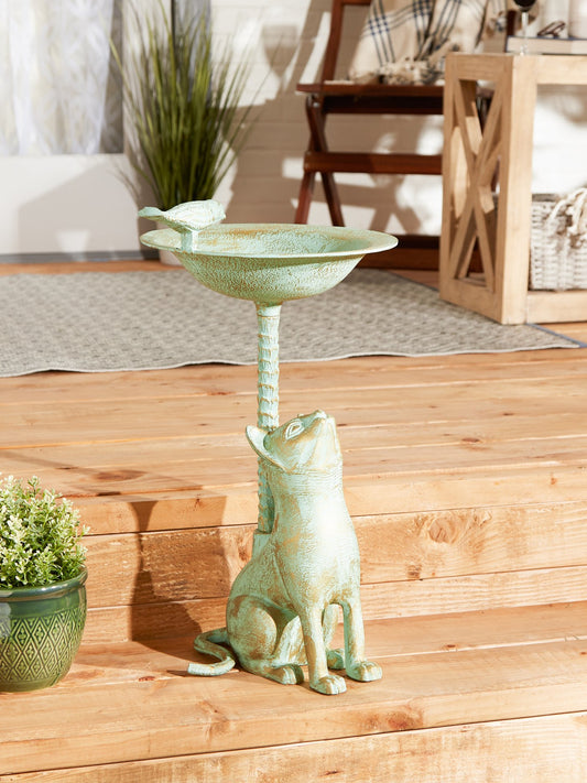 Unique Green Cat Birdbath