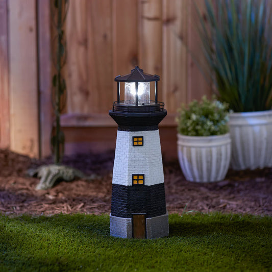 Solar Powered Garden Lighthouse With Spinning Light