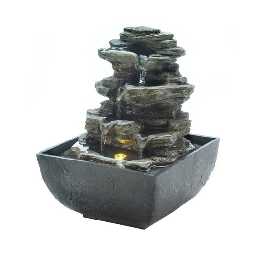 Tiered Rock Formation Tabletop Fountain (Incl. Pump)